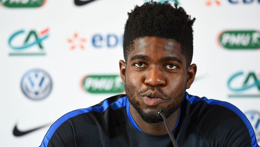 France's defender Samuel Umtiti gives a press conference at the Aguilera stadium in Biarritz on May 21, 2016, during the team preparation for the Euro 2016 European football.  / AFP / FRANCK FIFE        (Photo credit should read FRANCK FIFE/AFP/Getty Images)