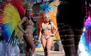 Revellers take part in the Notting Hill Carnival in London, Britain August 28, 2017. REUTERS/Eddie Keogh